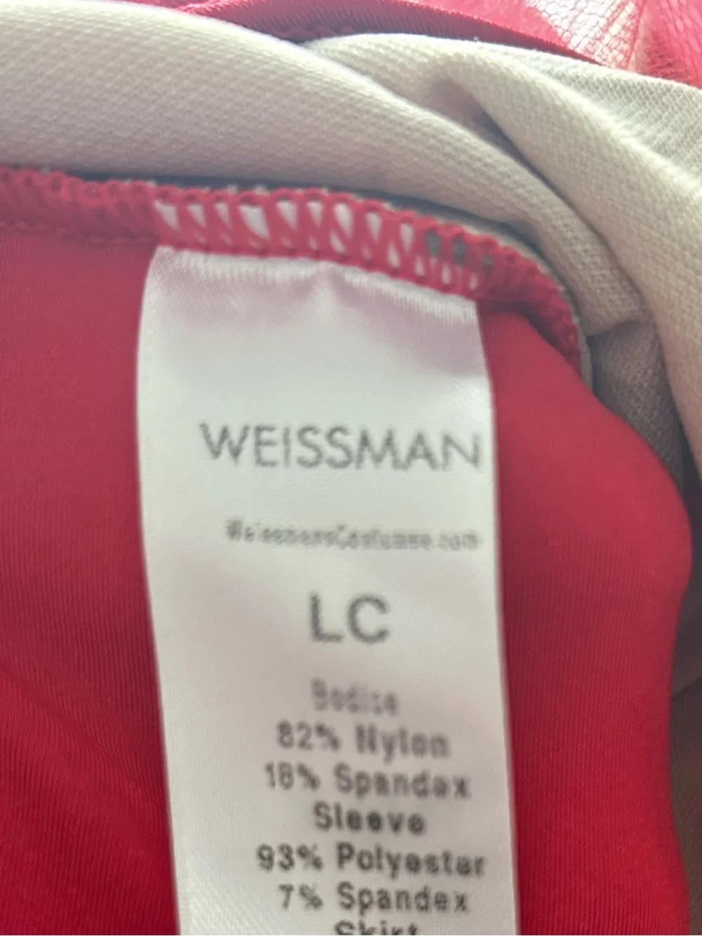 Weissman Candy Cane Red One-Shoulder Tutu Dress with Mesh Long Sleeve. Size LC